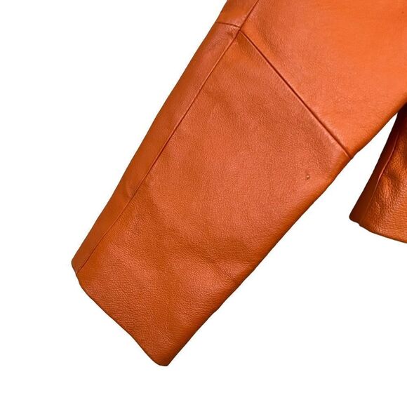 Wilson’s Leather Maxima Orange Leather Zip Moto Jacket - Picture 4 of 16